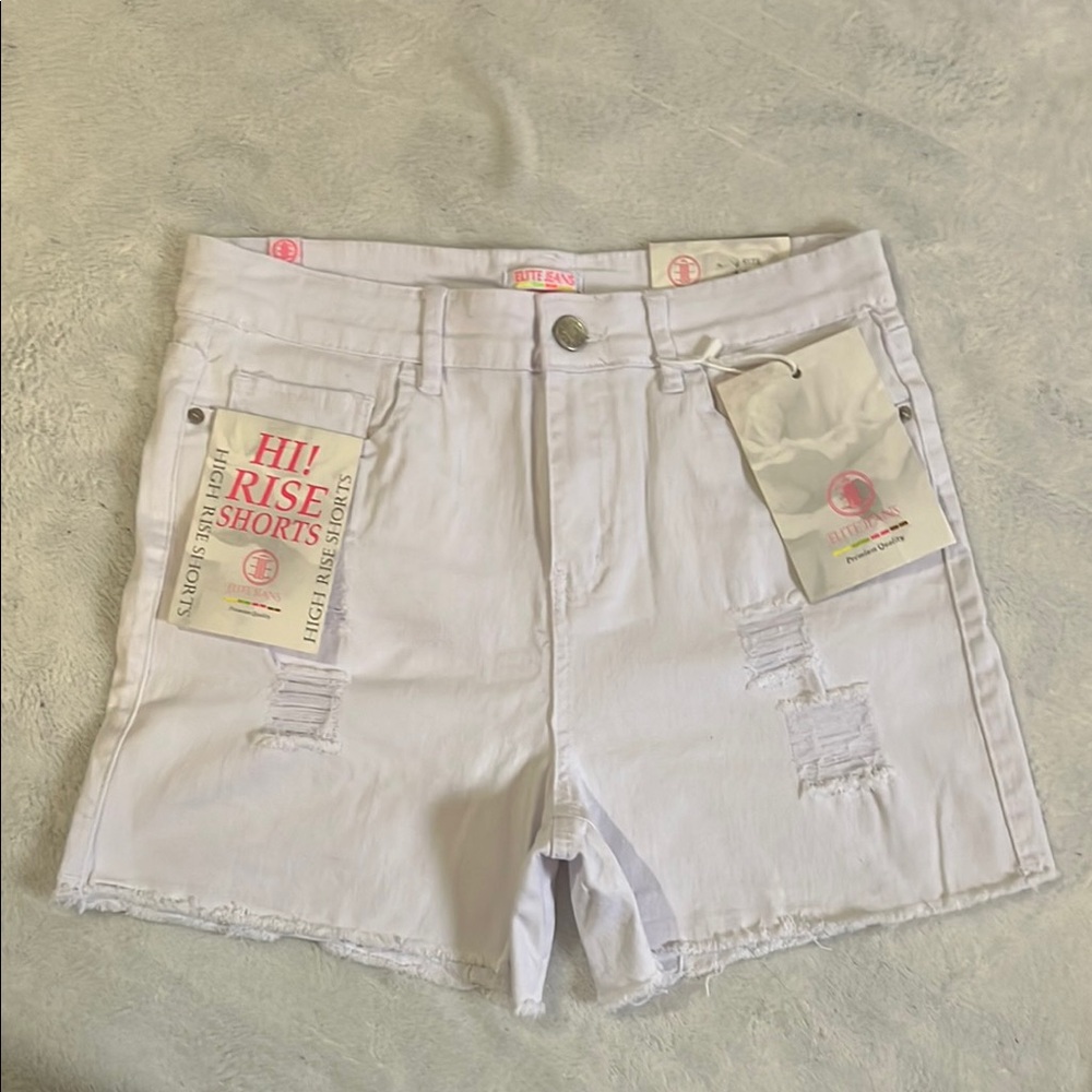 Elite Jeans White Hi Rise Shorts Junior’s Size 13 NWT